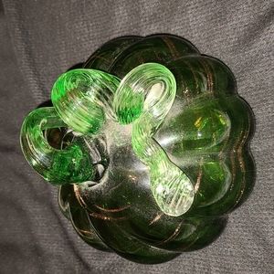 Glass Pumpkin , in Green/ Gold